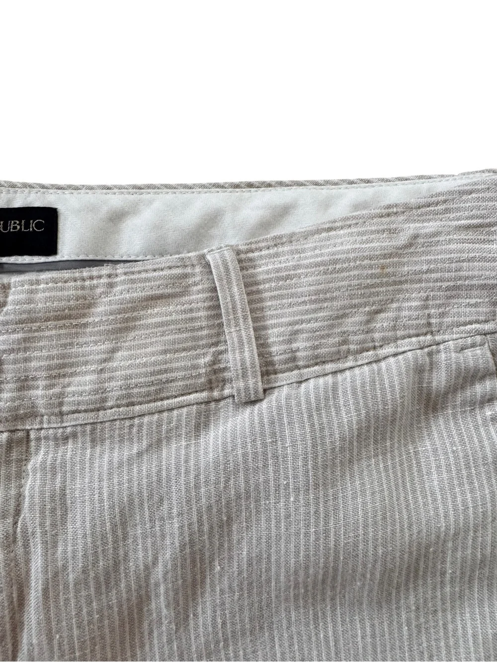 Banana Republic Linen Blend Wide Leg Pants 12 Ivory Stripe Coastal Trouser